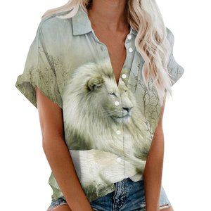 Fashion brand new women&#39;s short-sleeved shirt animal clown 3D digital print
